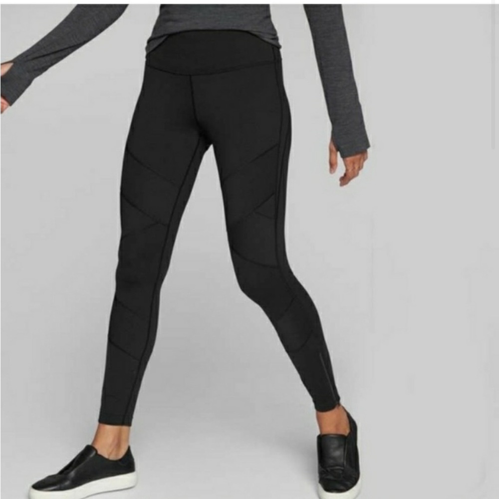 Athleta Medium Black Sophia Street Moto Exercise Leggings Zippers Women Sz M